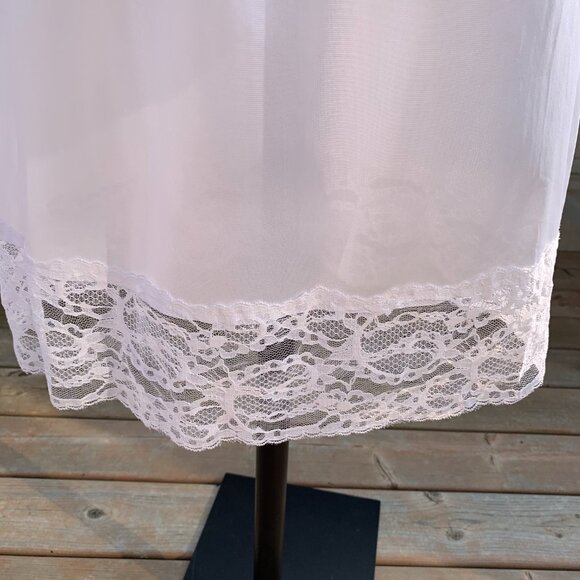Vintage 90s Slip Skirt White Satin Lace Trim Fairy Boho Chic 90s Lingerie New - Picture 3 of 10